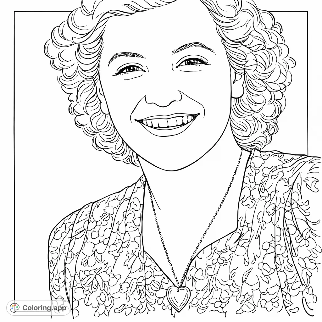 Capture a moment of joy with this smiling woman in a charming floral blouse. A delightful vintage portrait, perfect for personalized artistic expression.