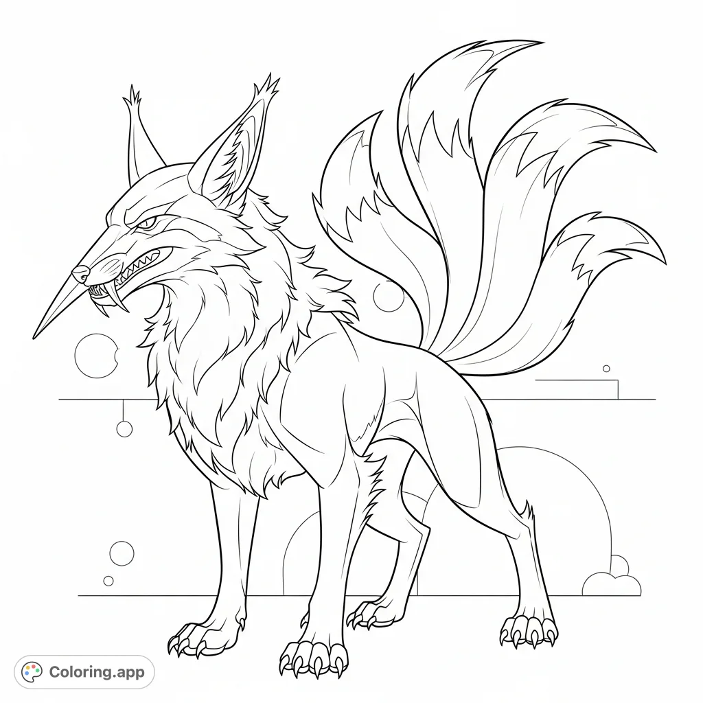 Discover a powerful fox-monster with sharp features and a striking presence. A minimalist background ensures the creature's detailed form stands out.
