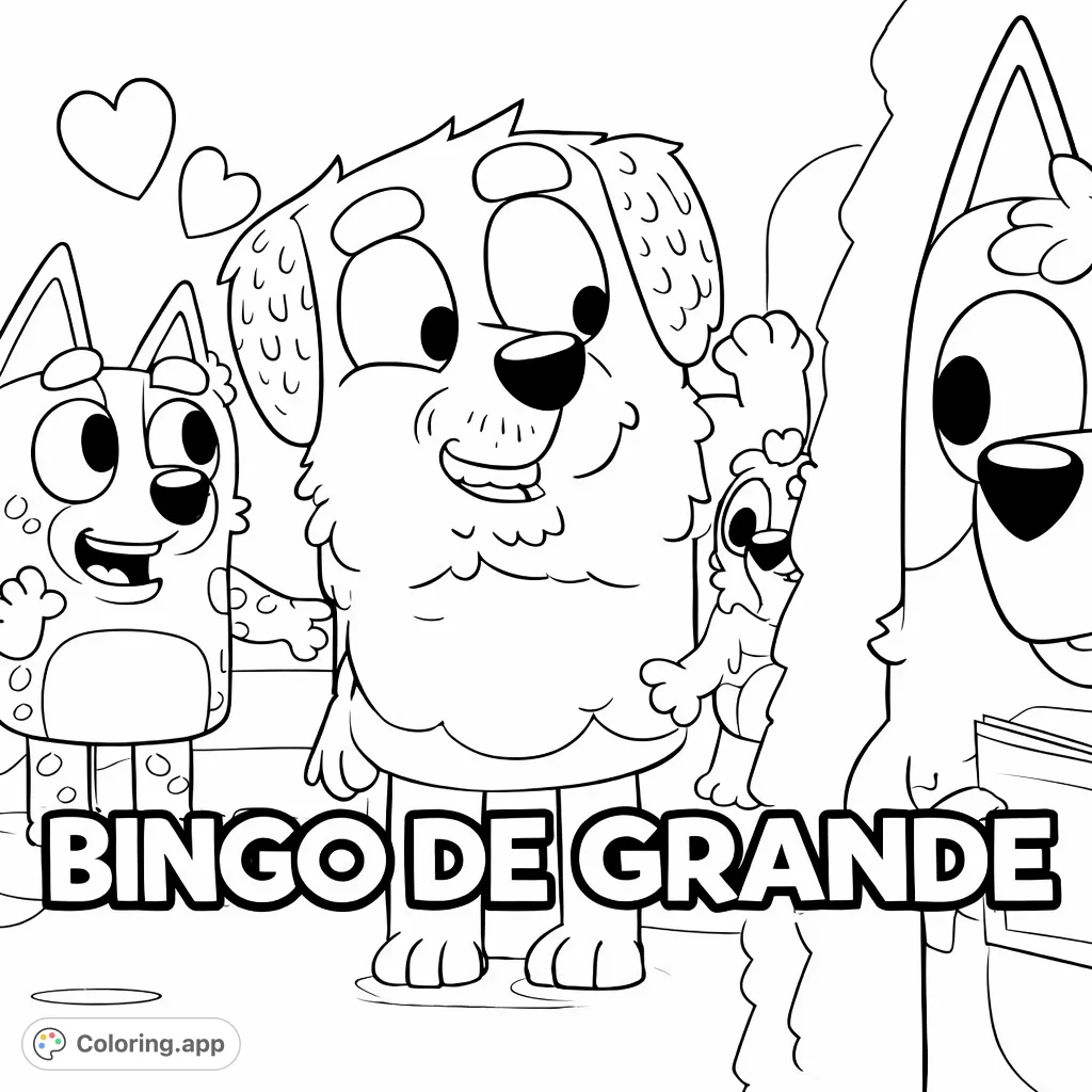 Dive into a world of family fun with this playful cartoon dog coloring page. Featuring a shaggy parent and enthusiastic pups, ready for imaginative colors.