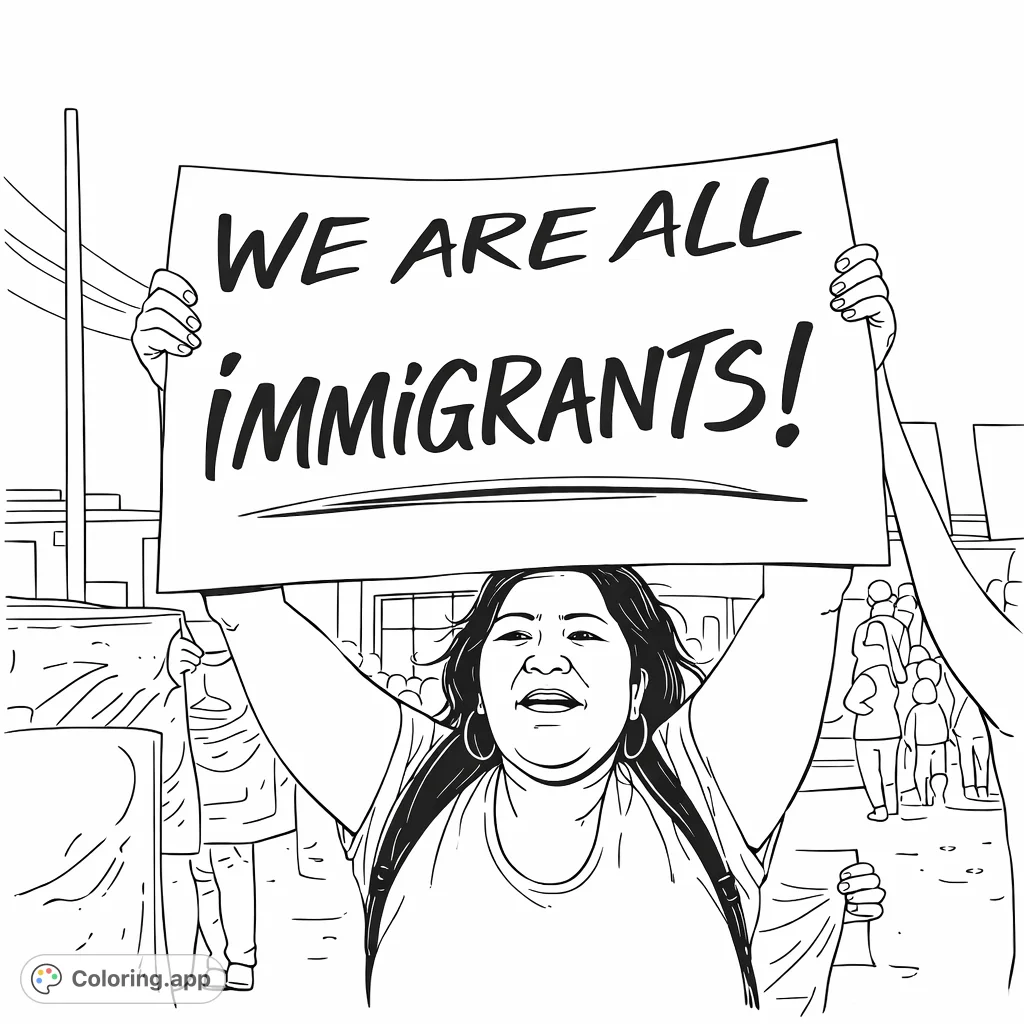 ' coloring page, featuring a determined individual and an urban backdrop for creative expression.