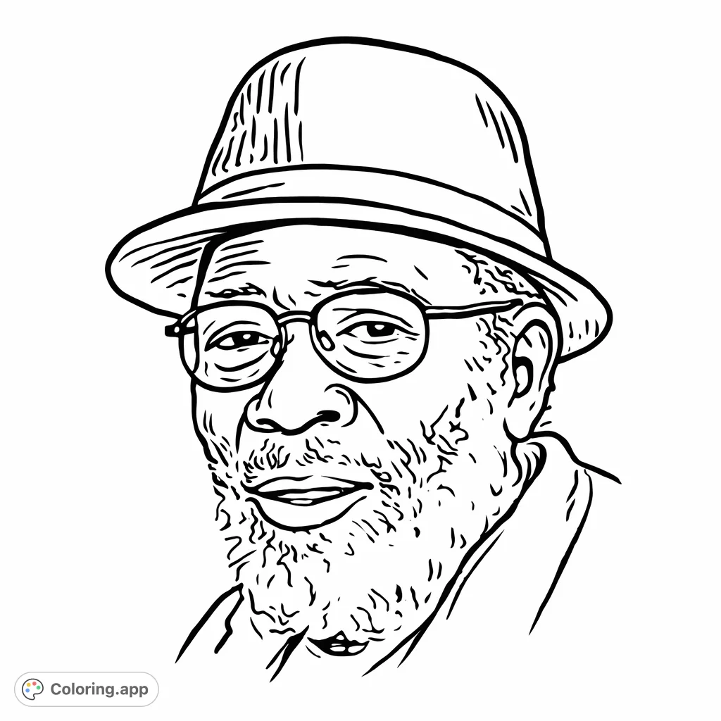A simple, classic portrait within a circular frame, featuring a person wearing a hat. Perfect for quick relaxation or beginners.