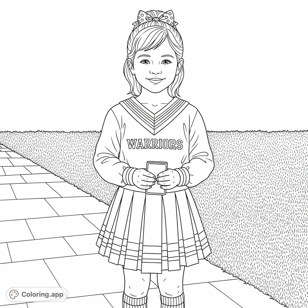 A delightful uniform coloring page featuring a smiling child in a 'Warriors' uniform, perfect for young fans and budding artists.