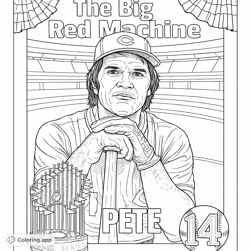 A detailed baseball player portrait, posed with his bat against a stadium backdrop, framed like a classic trading card. Perfect for sports fans.