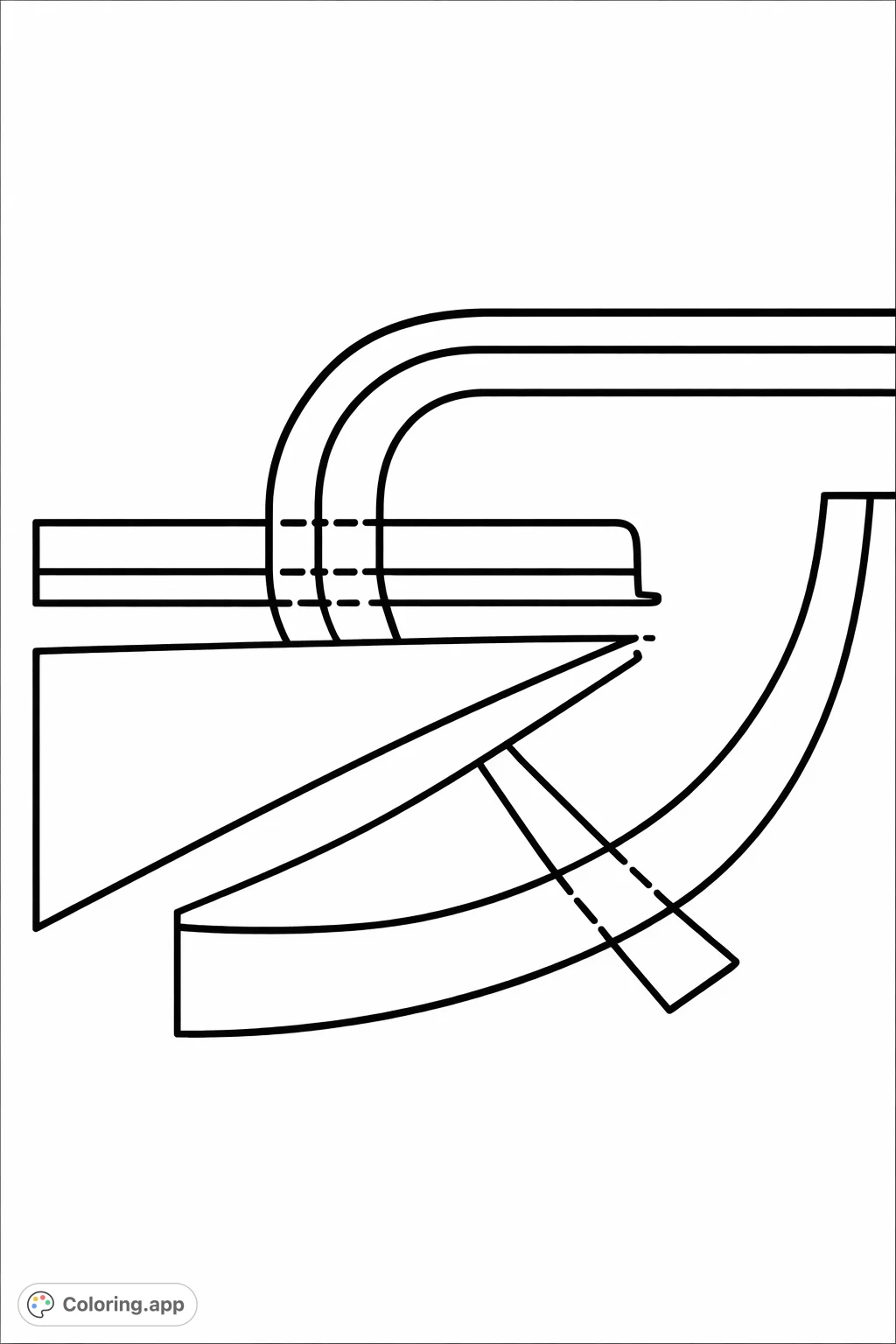 Unleash creativity with this abstract geometric coloring page featuring interlocking lines and shapes. Perfect for mindful relaxation.