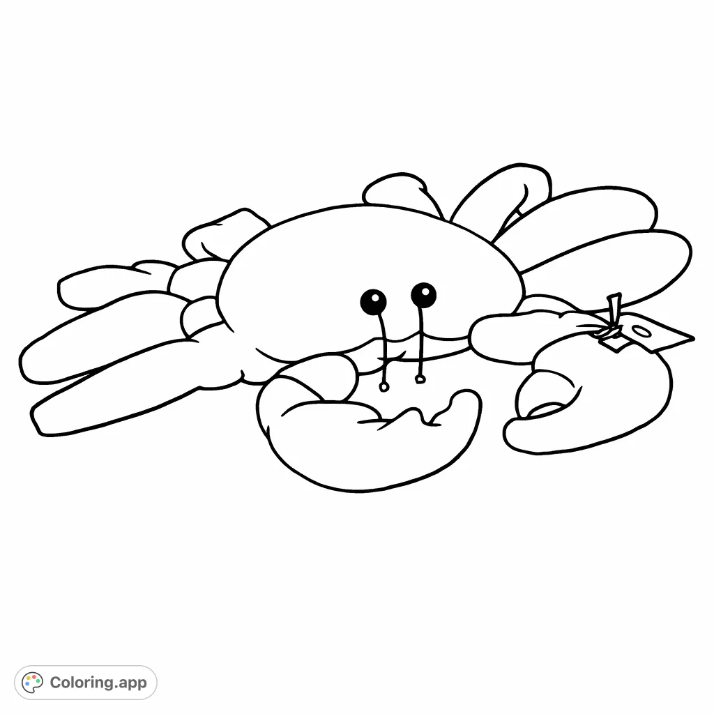 A cheerful plush crab toy, perfect for a relaxing coloring session. Features a rounded body, large claws, and a sweet expression, inviting creative color choices.