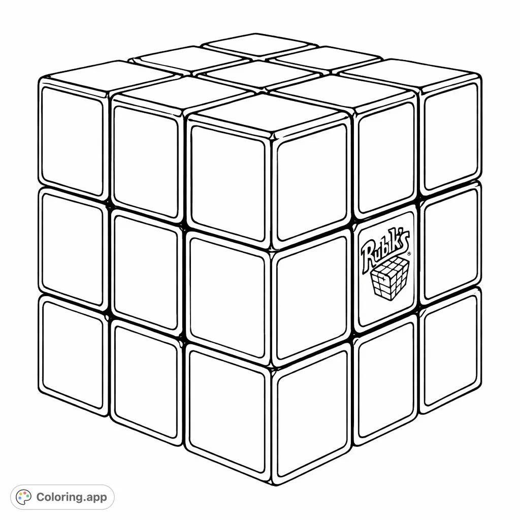 A classic cube puzzle with segmented faces, offering a fun challenge to color each small square section. Perfect for problem-solvers and puzzle enthusiasts.
