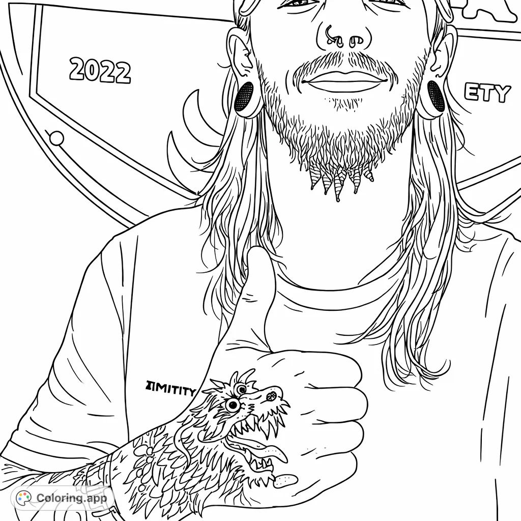 Confident Gaze and Tattoo - Coloring.app