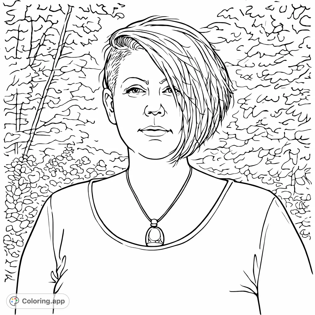 Modern Portrait with Pendant - Coloring.app