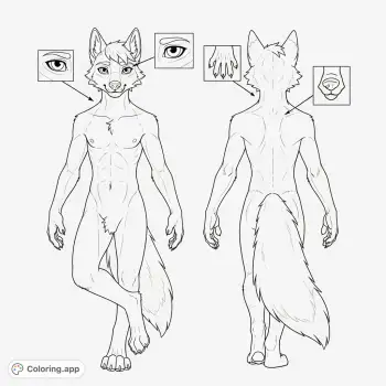 anthropomorphic wolf drawing