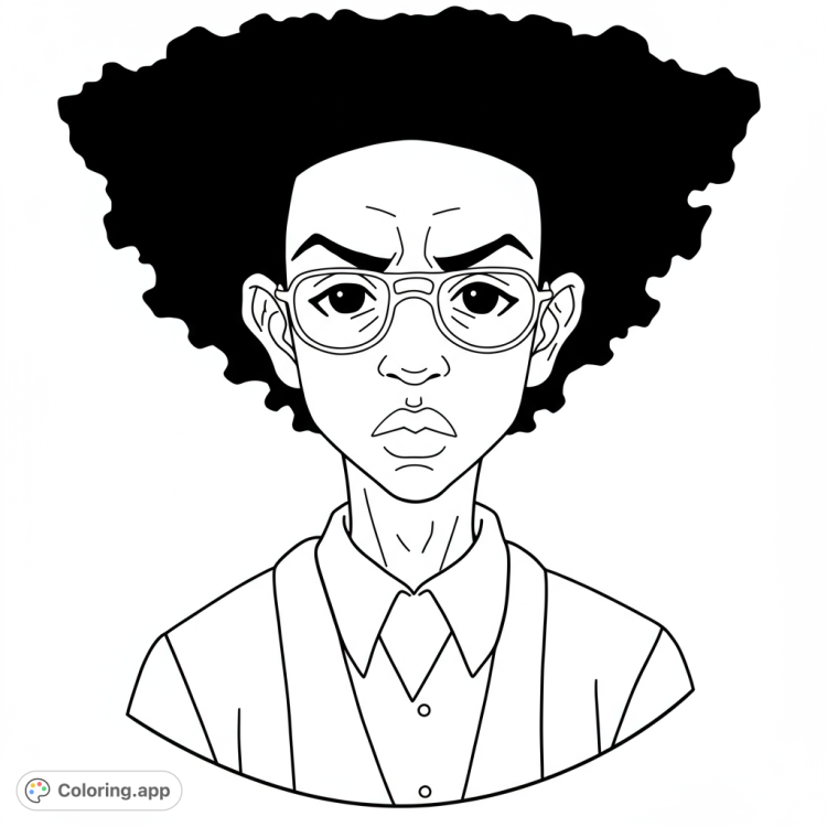 Detailed Uncle Ruckus coloring page.  Features a close-up portrait with bold lines and varied open spaces for easy coloring.