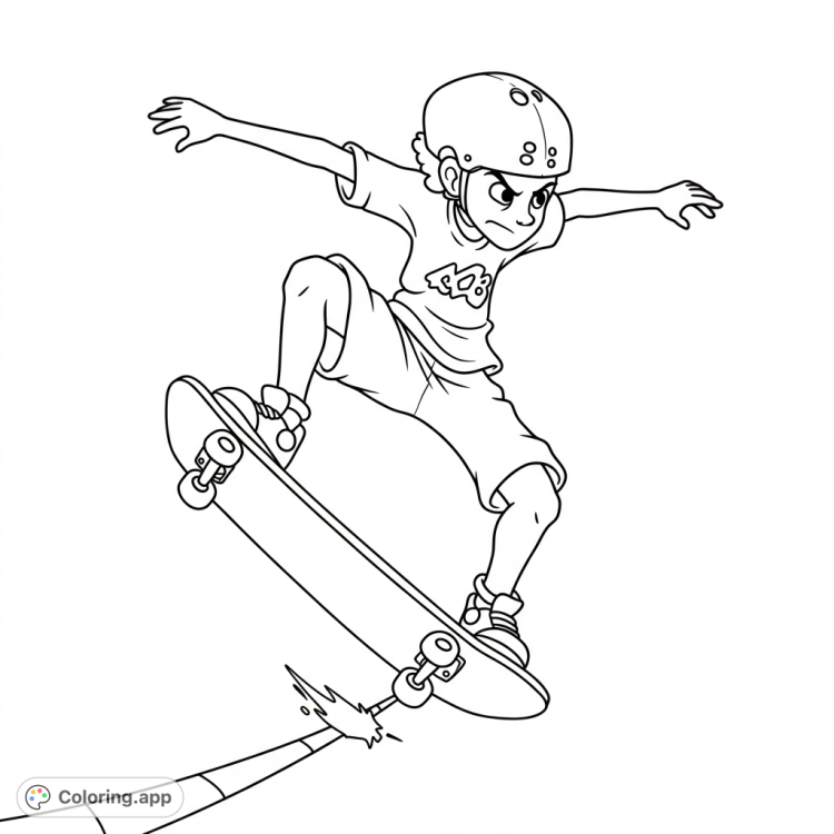 Riley Freeman shreds on his skateboard!  Dynamic action scene from The Boondocks, perfect for coloring.