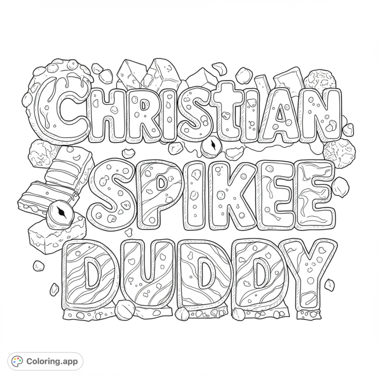 Christian Spike Duddy name art.  A delicious design with salted caramel, hazelnut chocolate, fudge, and white chocolate patterns.