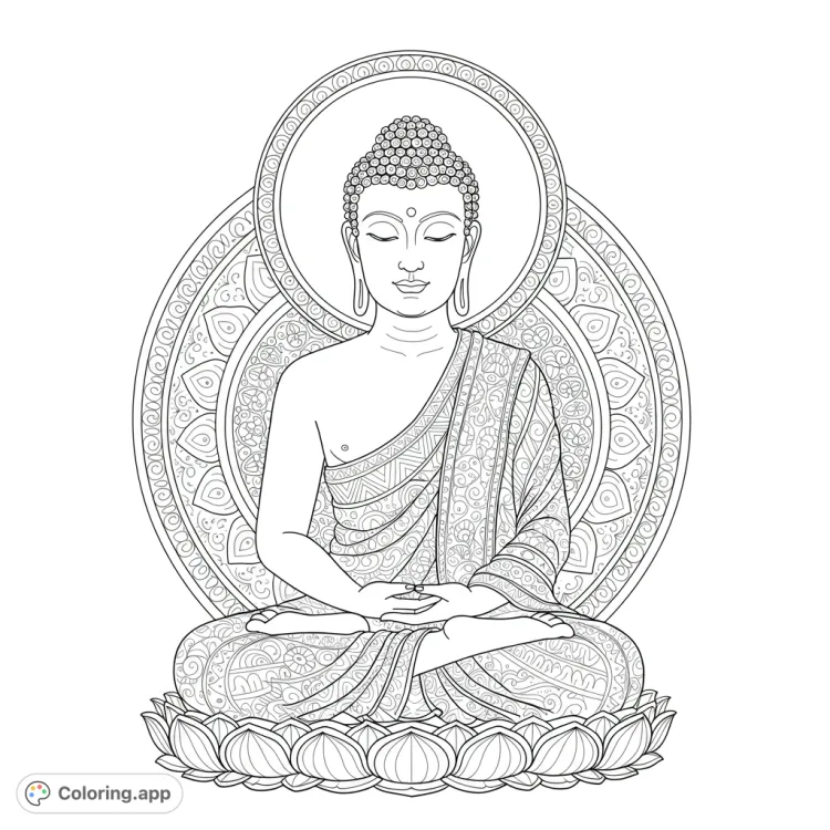 Meditative Buddha Coloring Page