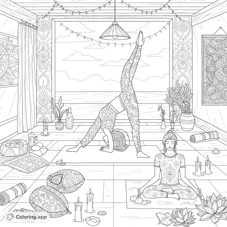 Yoga Studio Serenity Coloring Page