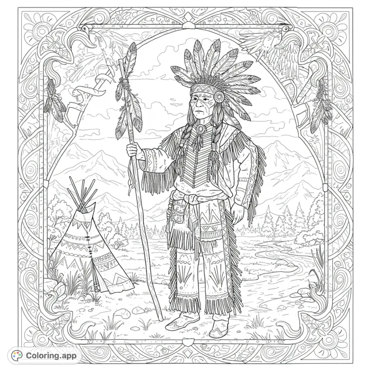 Native American Tribal Coloring Page