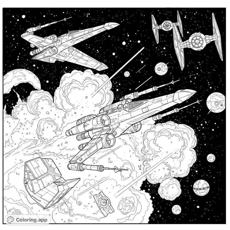 Epic Star Wars Space Battle Coloring
