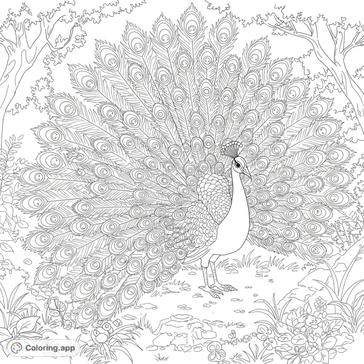 Glittering Peacock in Moonlit Forest
