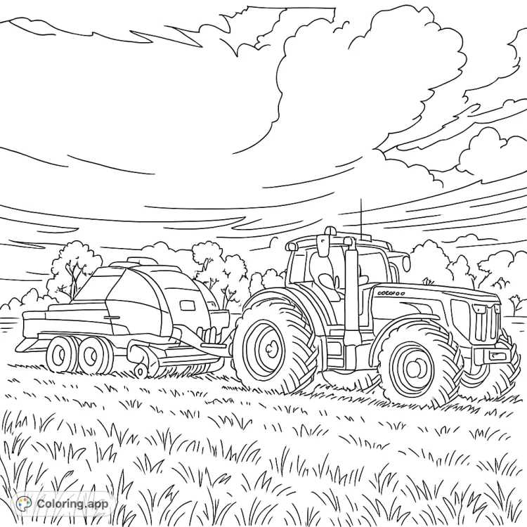 Tractor and Trailer on the Farm