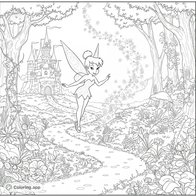 Tinkerbell's Forest Coloring Page