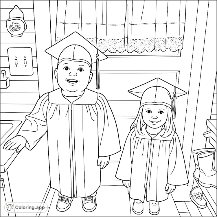 Young Graduates Coloring Fun