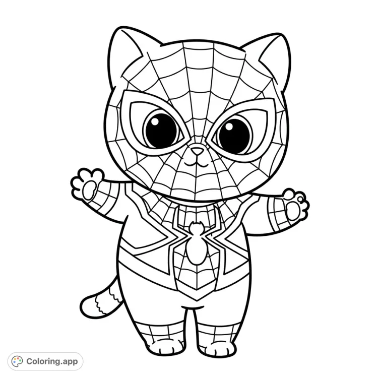 Superhero Baby Cat Coloring Page