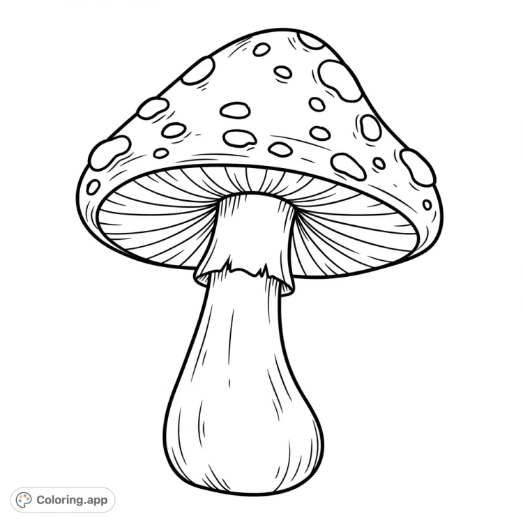 Cartoon Mushroom Coloring Page