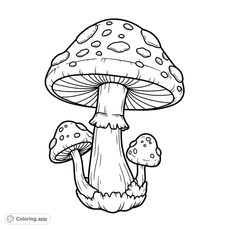Cartoon Mushroom Coloring Page