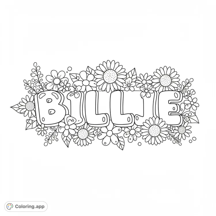 BILLIE with Flowers Coloring Page
