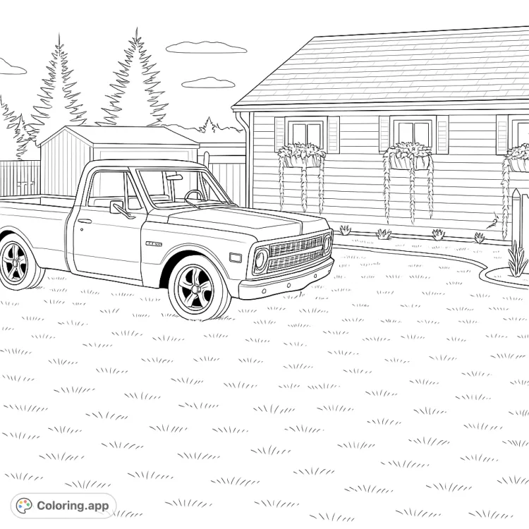 Vintage Pickup Truck Coloring Page