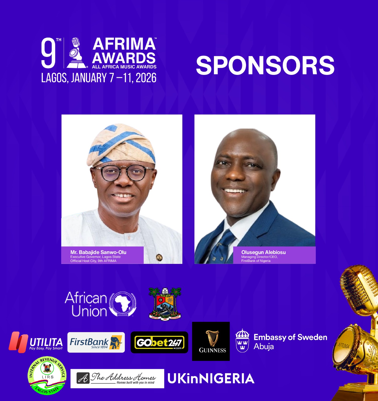 Lagos, FirstBank, Guinness, The Address Homes, Swedish Government, Gobet247, Utilita, others Lead 9th AFRIMA Sponsorship Line-Up - FinancialEDGE
