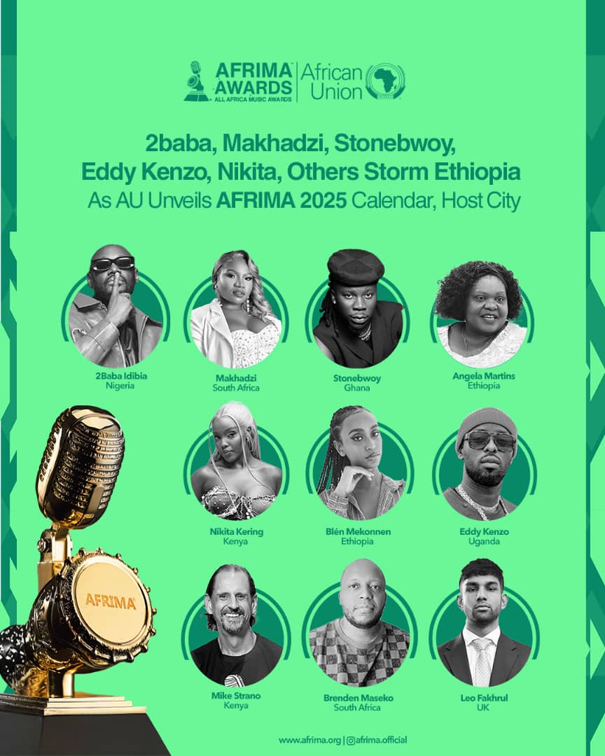 2baba, Makhadzi, Stonebwoy, Eddy kenzo, Nikita others storm Ethiopia as AU unveils AFRIMA 2025 Calendar, Host City - FinancialEDGE