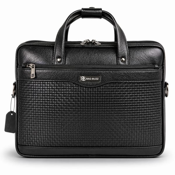 Signature Executive Genuine Leather Laptop Messenger Bag – Midnight Black by BAGBUZZ