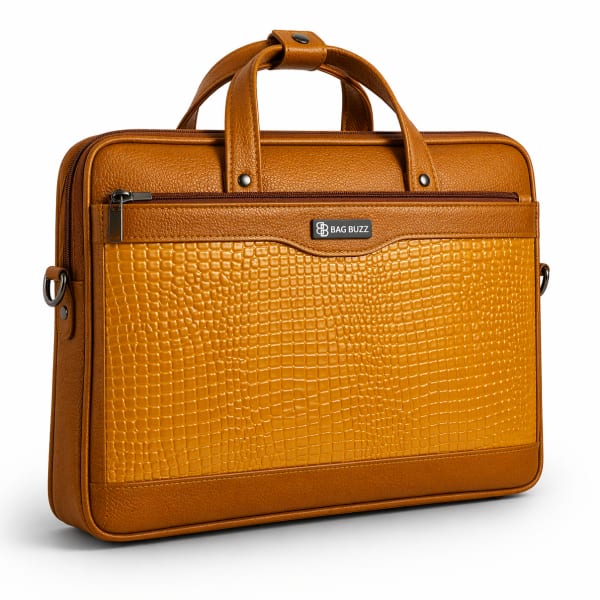Signature Executive Genuine Leather Laptop Messenger Bag – Honey Tan by BAGBUZZ