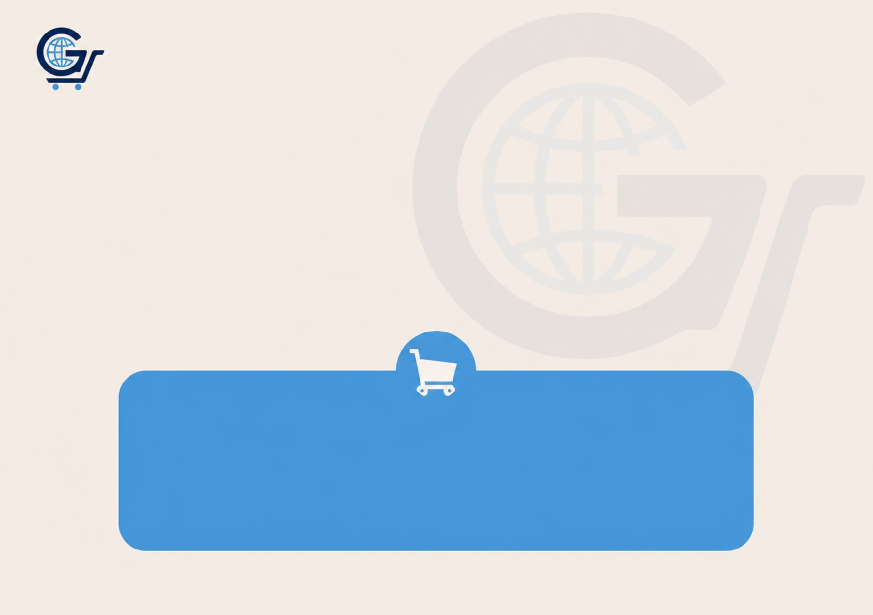 Minimal marketplace launch panel with a blue lower panel reserved for seller onboarding copy.