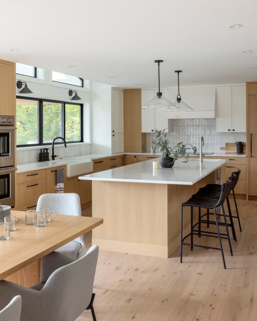 Oak kitchen with island seating