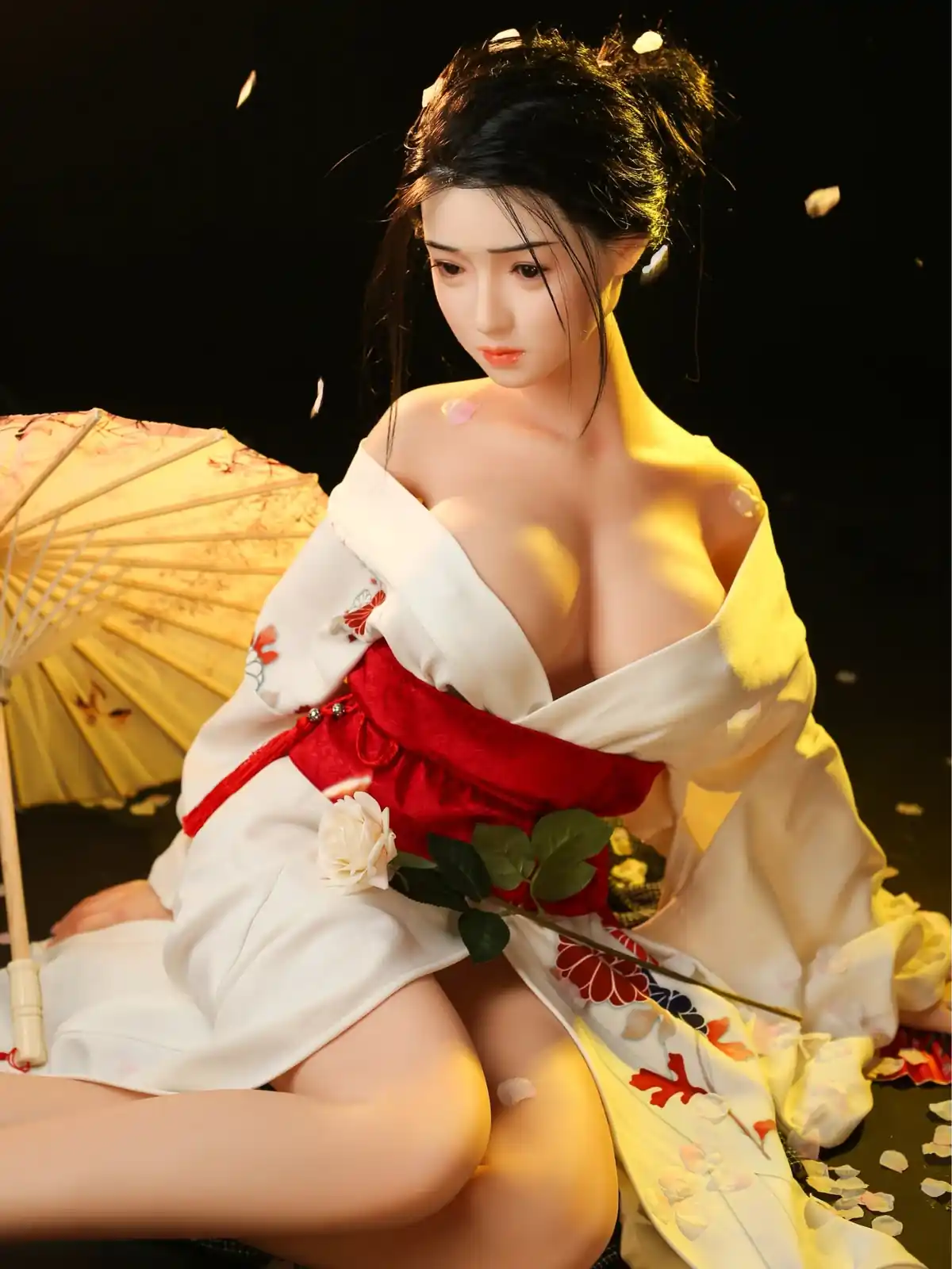 F3638-158cm/5ft1(35kg) E Cup Silicone Kimono Japanese Beauty Mature Asian Girls Sex Doll | FJ Doll
