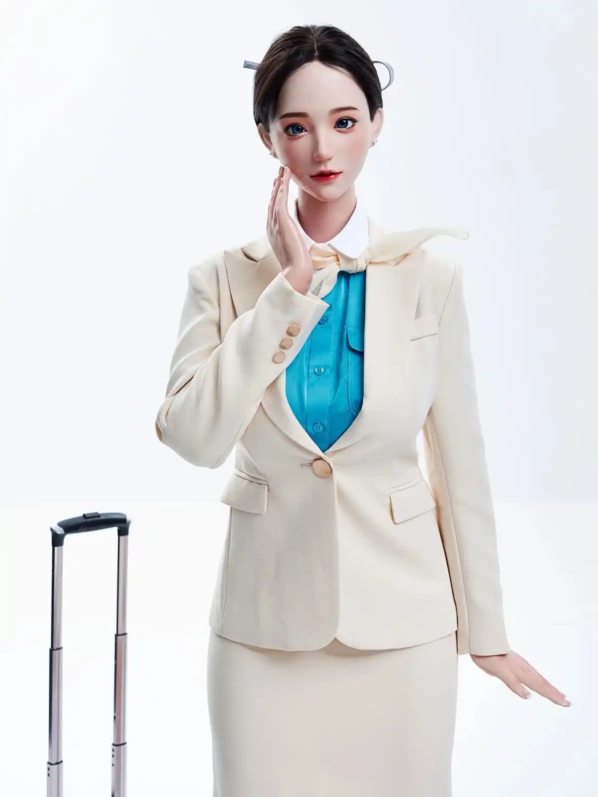 F7161-163Mcm(5.4ft)-37kg 2.2cf E Cup Silicone Japanese Flight Attendant Sex Doll – Cabin Crew Roleplay Love Doll｜Bezlya Doll