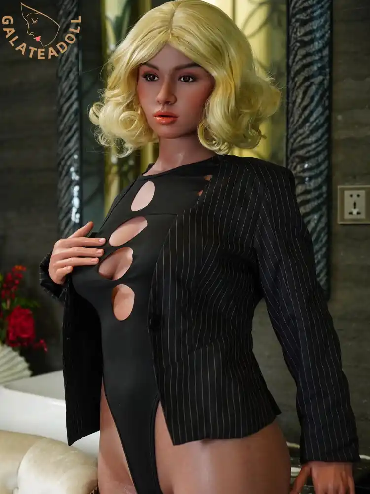 F7526-164cm D Cup Lifelike Black Silicone Sex Doll | Galatea Doll