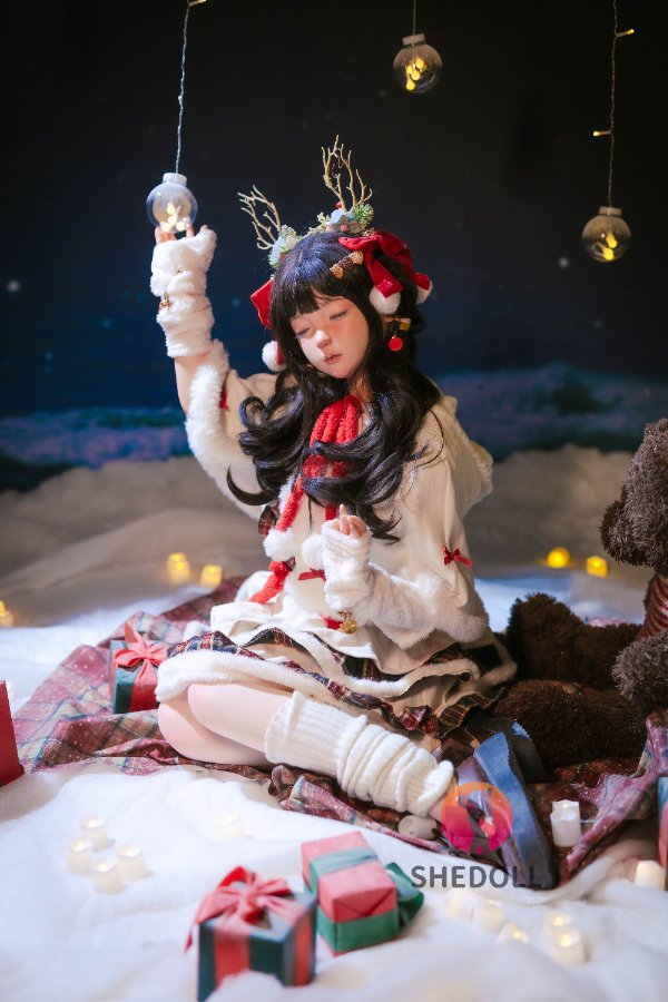 Asian Christmas Eye-closed ROS Silicone Head Sex Doll Belle 148cm