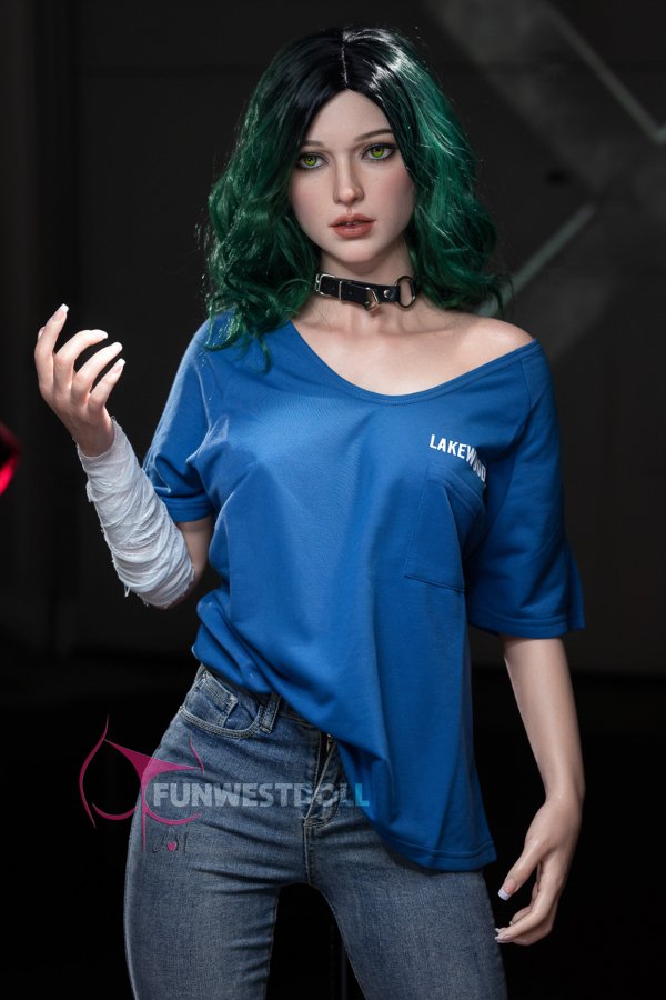 Funwest Green Hair Fashion Silicone Sex Doll 157cm D-cup Alexa #045S