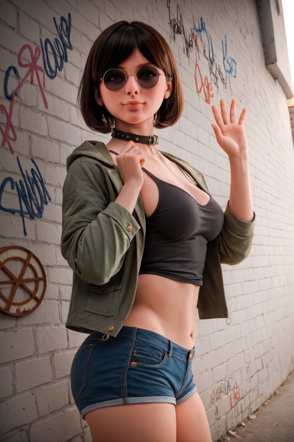 Motorcycle Girl Silicone Head Sex Doll Amelia 151cm