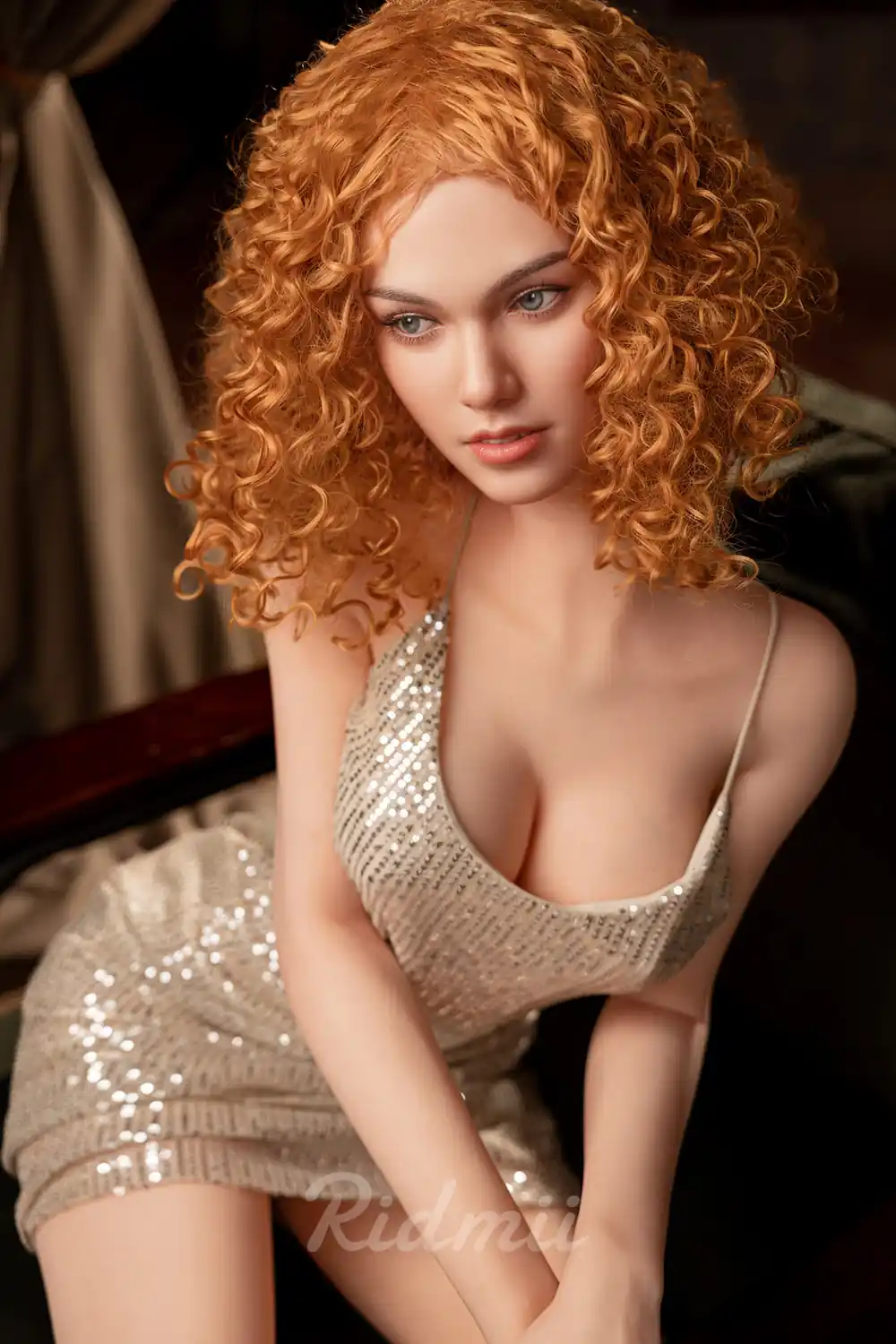 EU In Stock RIDMII Jordi Unique Design 5'3 FT (161cm) TPE Body Soft Silicone Head New Adult Sex Doll With Curls Hair Pretty Girl