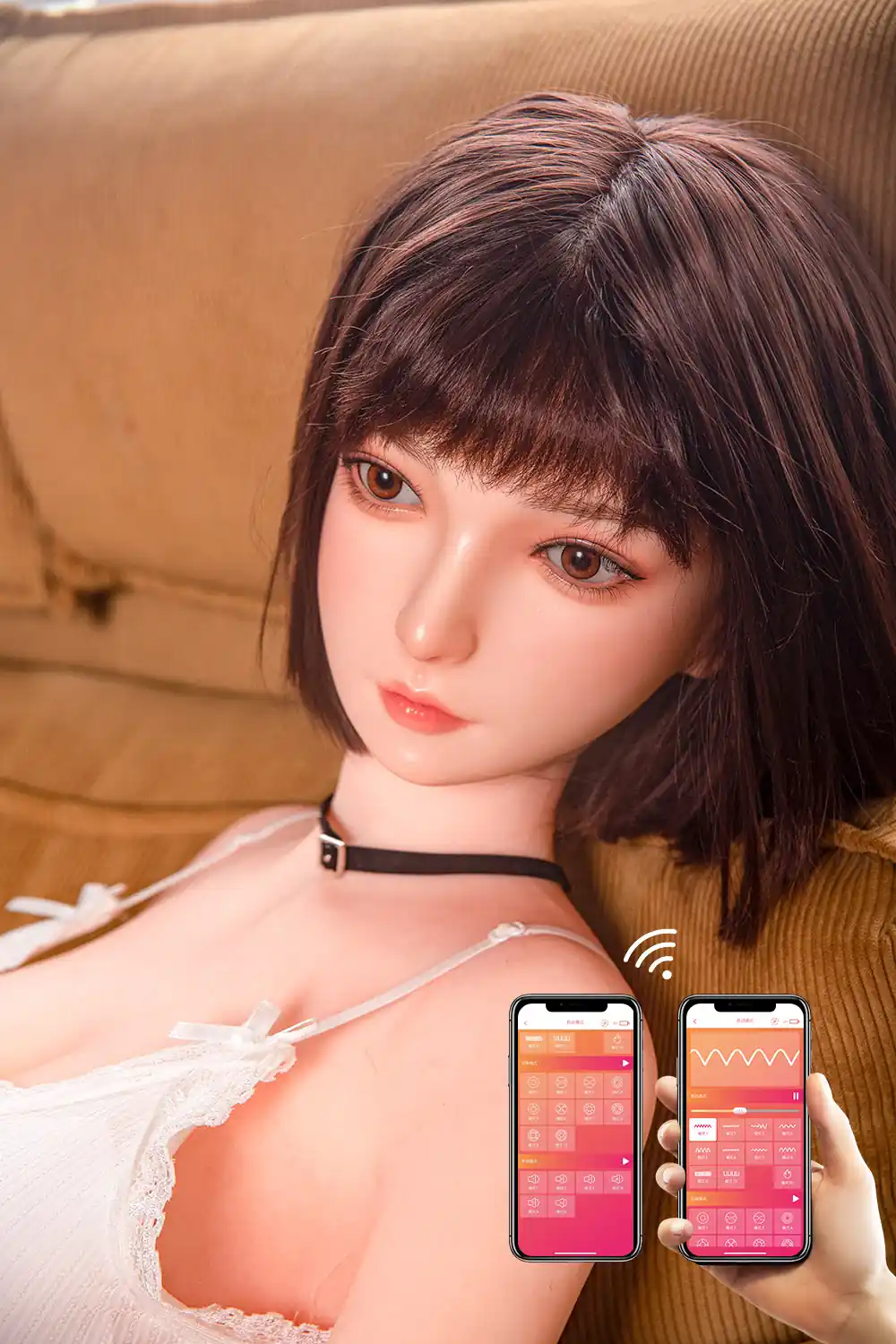 APP-Control RIDMII Momo Unique Design 5'3 FT(163cm) Short Hair Sex Doll Silicone Head TPE Body Realistic Love Doll
