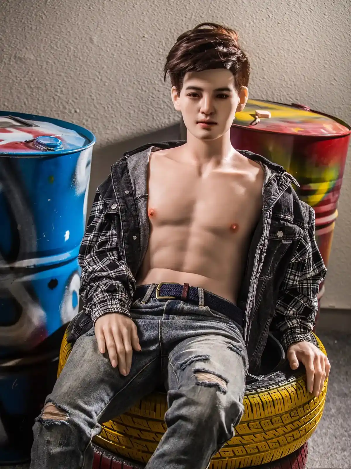 F4616-177cm/5ft10-55kg Femboy Full Size Sex With Silicone Male Sex Doll | Qita Doll