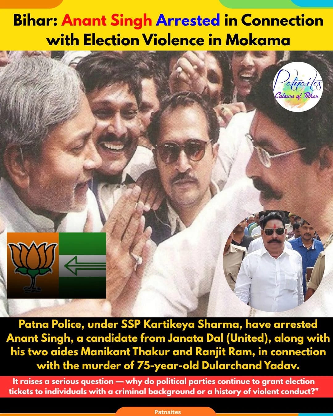 Anant Singh arrested in connection with Mokama Violence