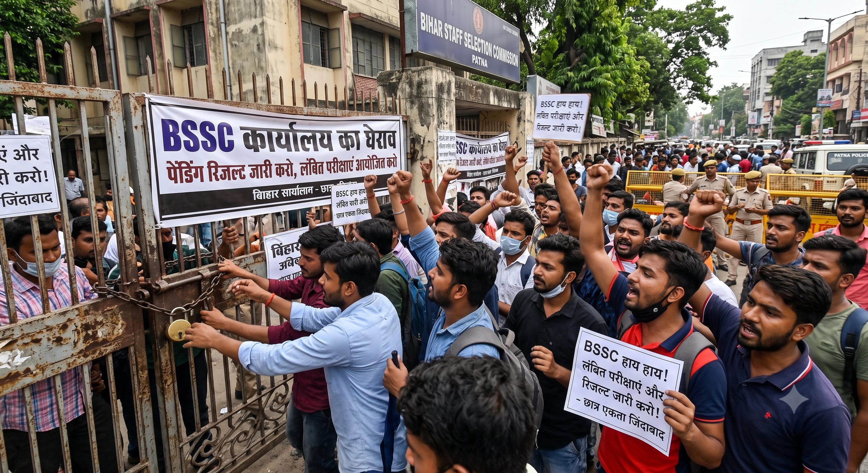 BSSC कार्यालय पर छात्रों का फूटा गुस्सा: मुख्य गेट पर जड़ा ताला, लंबित परीक्षाओं और रिजल्ट को लेकर जोरदार हंगामा