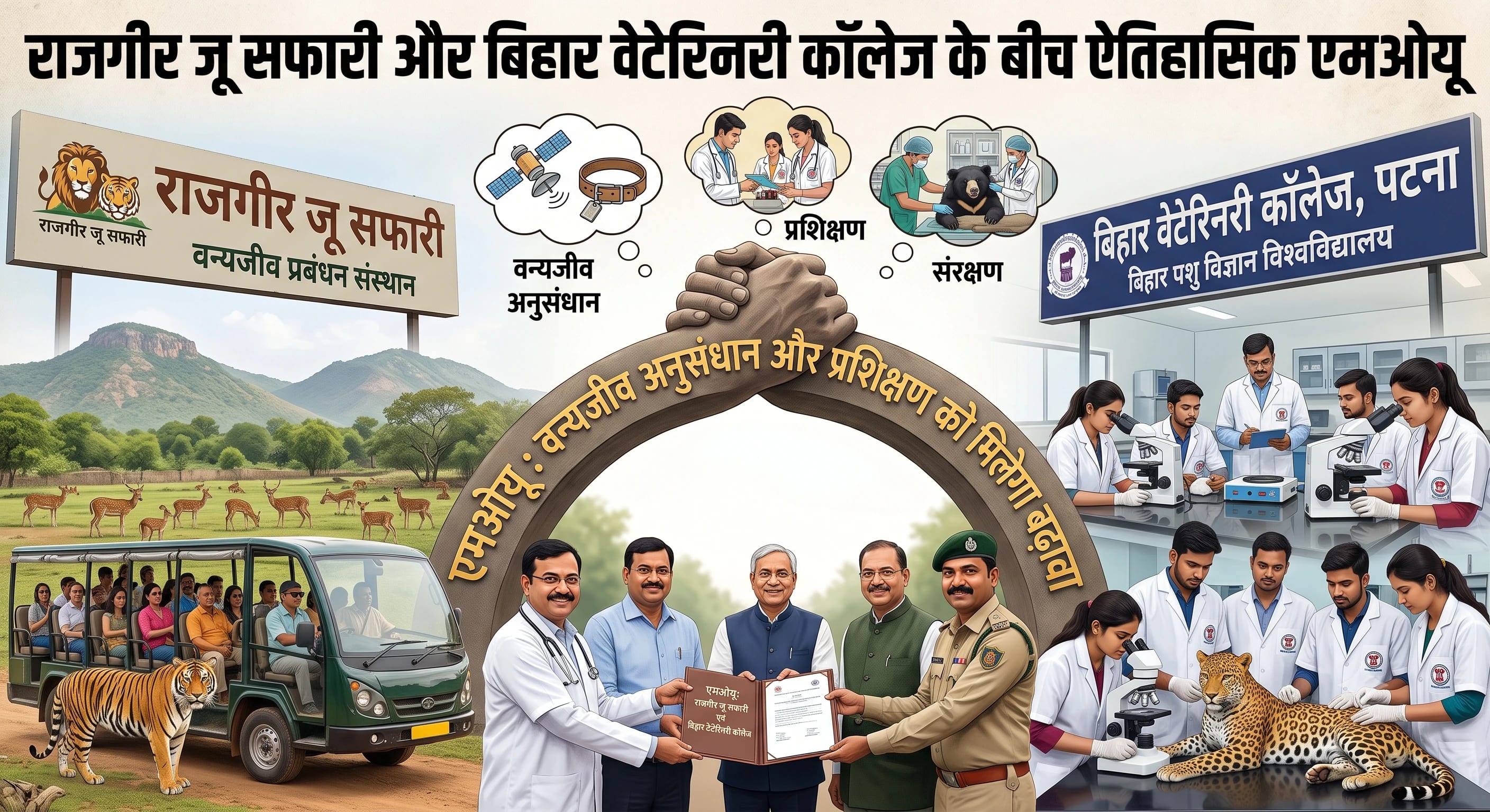 राजगीर जू सफारी और बिहार वेटेरिनरी कॉलेज के बीच एमओयू, वन्यजीव अनुसंधान और प्रशिक्षण को मिलेगा बढ़ावा