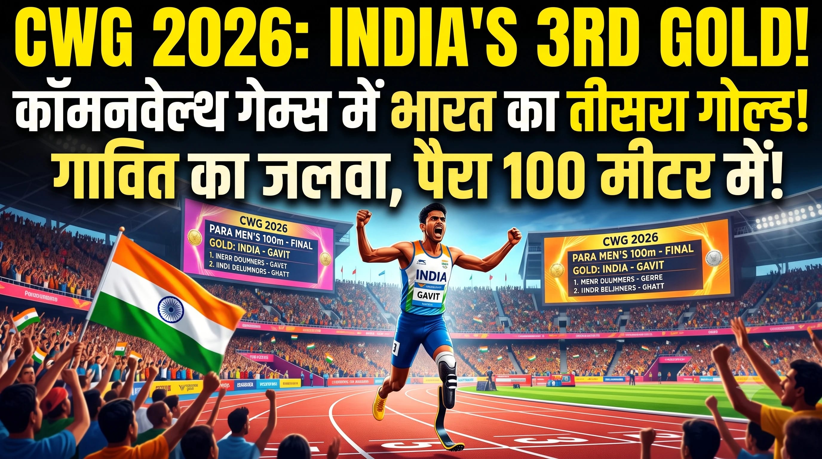 भारत ने कॉमनवेल्थ गेम्स में जीता तीसरा गोल्ड, पैरा 100 मीटर में गावित का जलवा