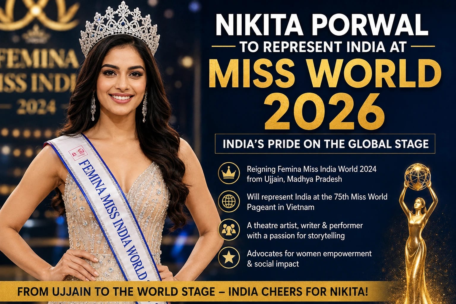 Nikita Porwal Set to Represent India at Miss World 2026