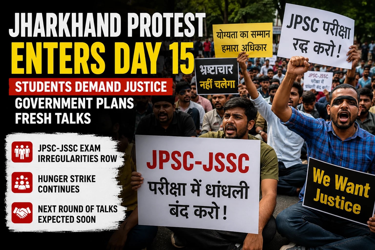 Jharkhand Student Protest Enters Day 15 as Deadlock Continues Over Recruitment Exams